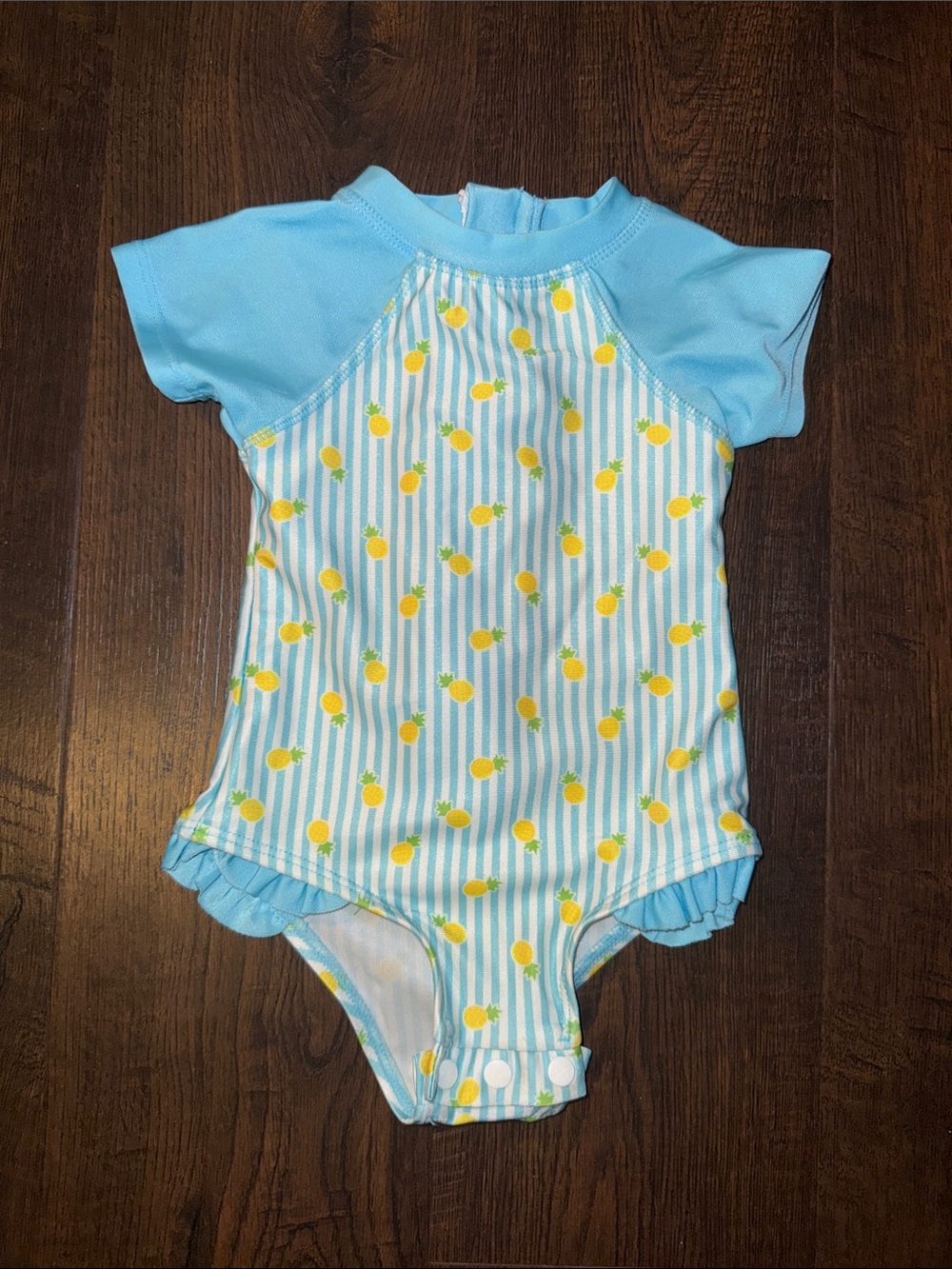 Floatimini Light Blue One-Piece Swimsuit with Yellow Lemon Print